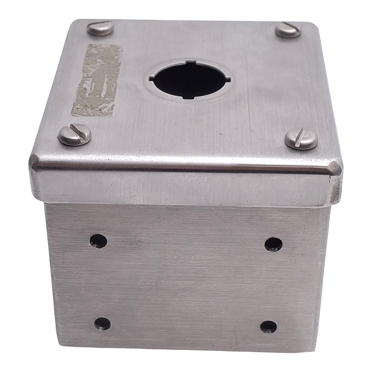Used Hoffman E-1PGBSS Single Hole Pushbutton Enclosure, 22mm Pushbutton, Stainless