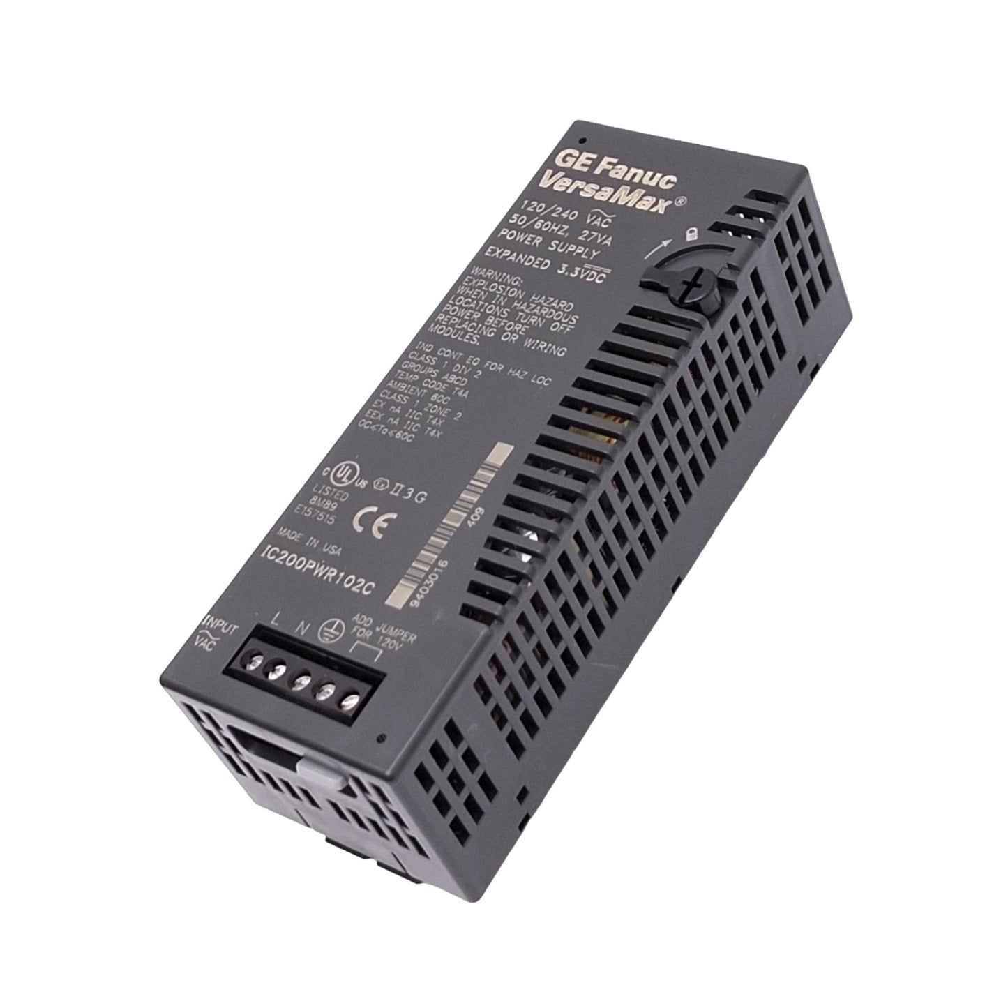 Used GE Fanuc IC200PWR102C VersaMax Power Supply, 120/240VAC In, 3.3VDC/5VDC Out