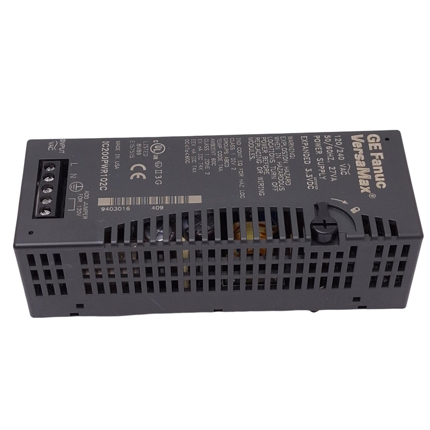 Used GE Fanuc IC200PWR102C VersaMax Power Supply, 120/240VAC In, 3.3VDC/5VDC Out
