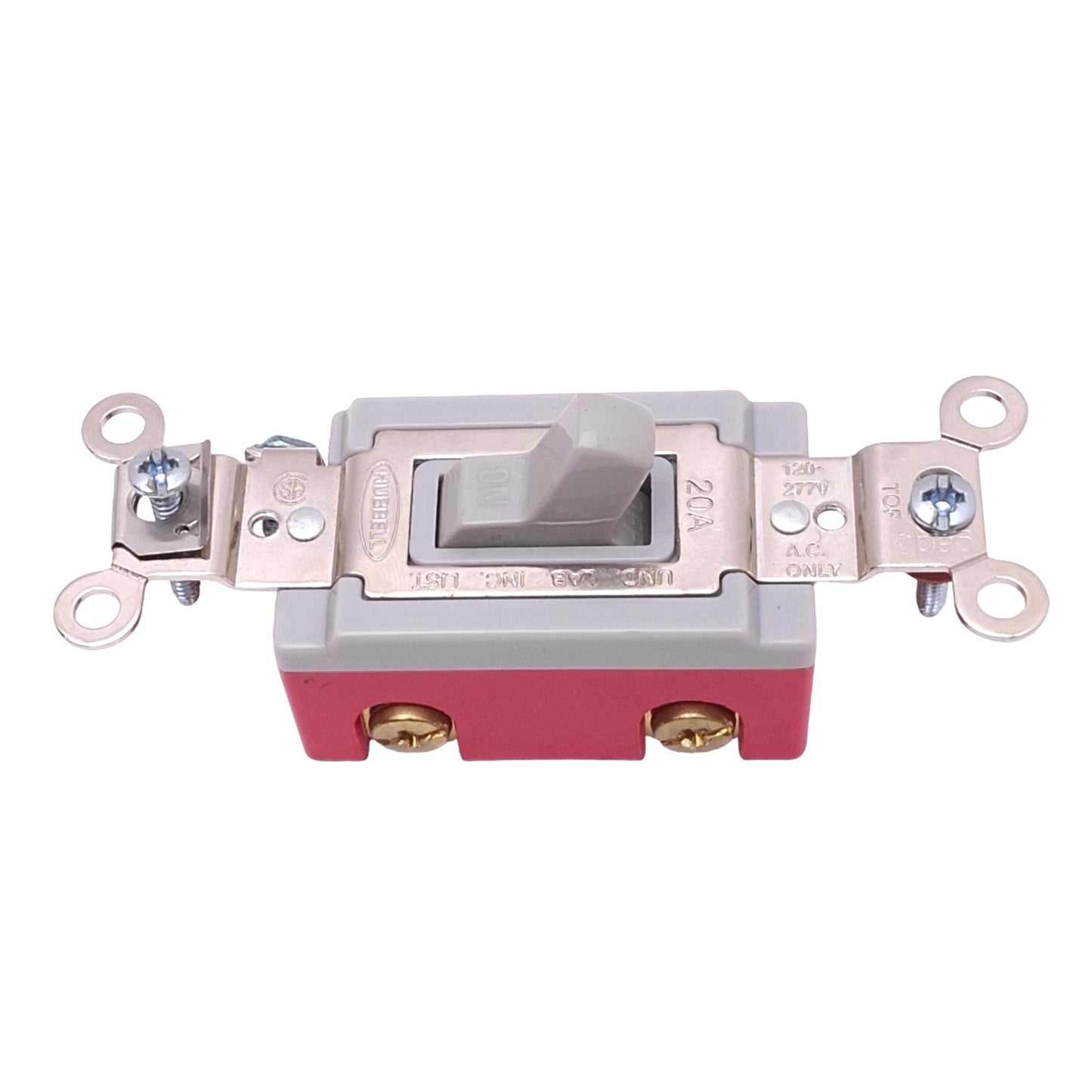 Used Hubbell HBL1385 Heavy Duty Toggle Switch, SPDT, 20A 120-277VAC Max, Grey
