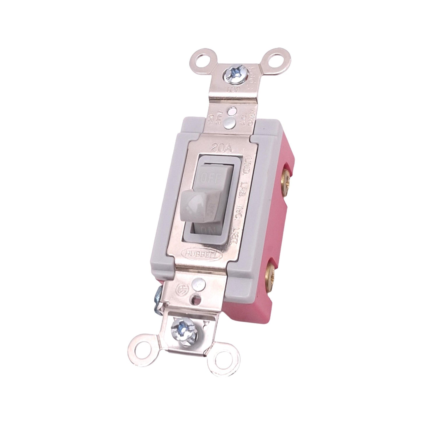 Used Hubbell HBL1385 Heavy Duty Toggle Switch, SPDT, 20A 120-277VAC Max, Grey