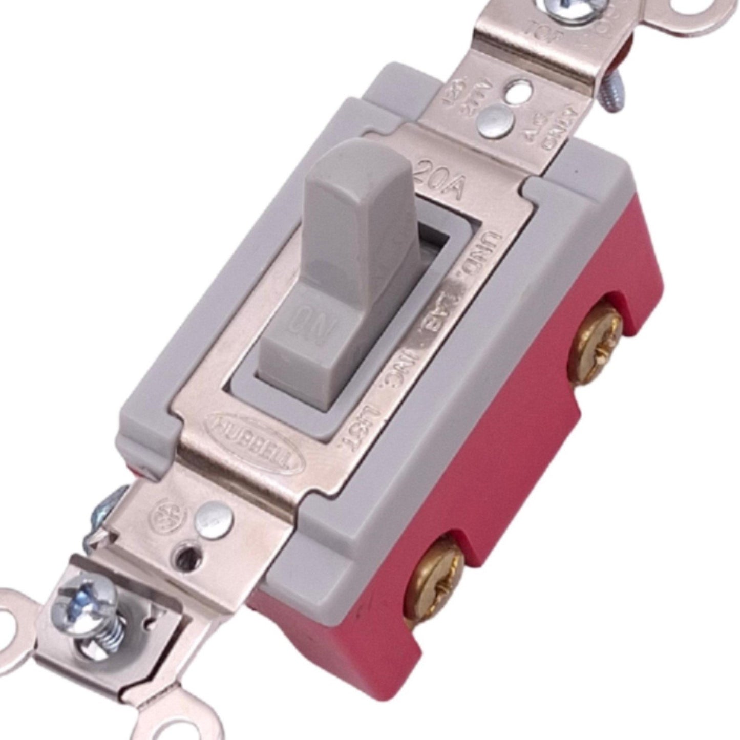 Used Hubbell HBL1385 Heavy Duty Toggle Switch, SPDT, 20A 120-277VAC Max, Grey