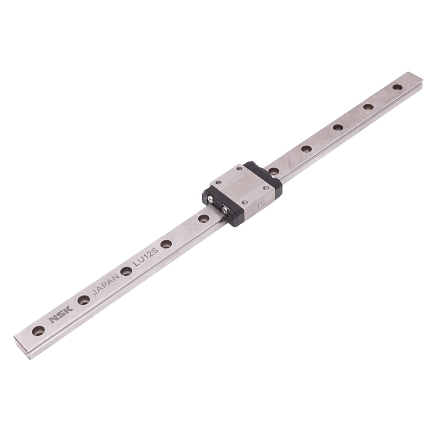 Used NSK LU12-1 Linear Motion Guide Block w/ LU12S-275L Rail, 6.30kN Max, 275mm Rail