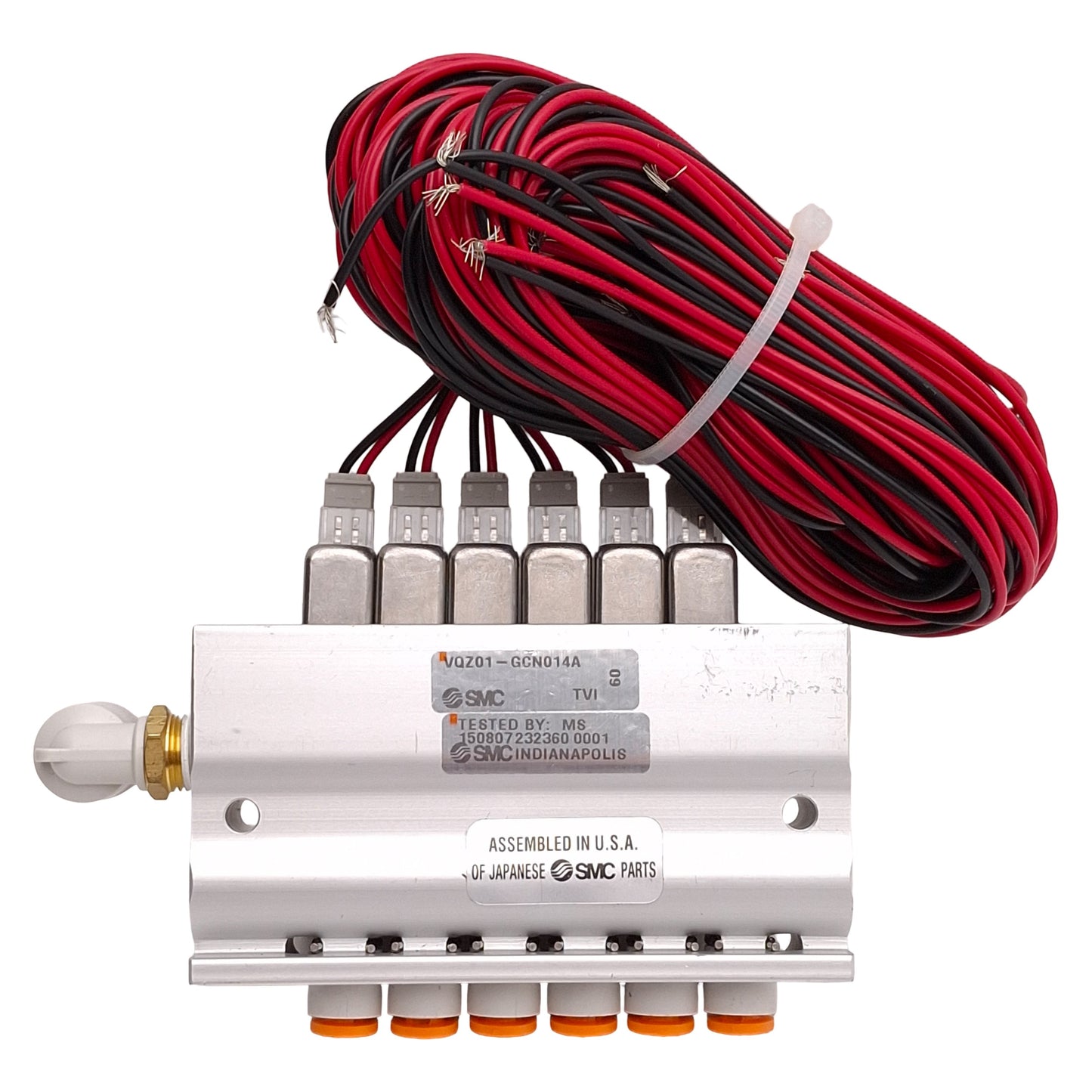 New – Open box SMC VQZ01-GCN014A Solenoid Valve Manifold, 6-Station, 0.7MPa, Rc1/8, 24VDC Coils