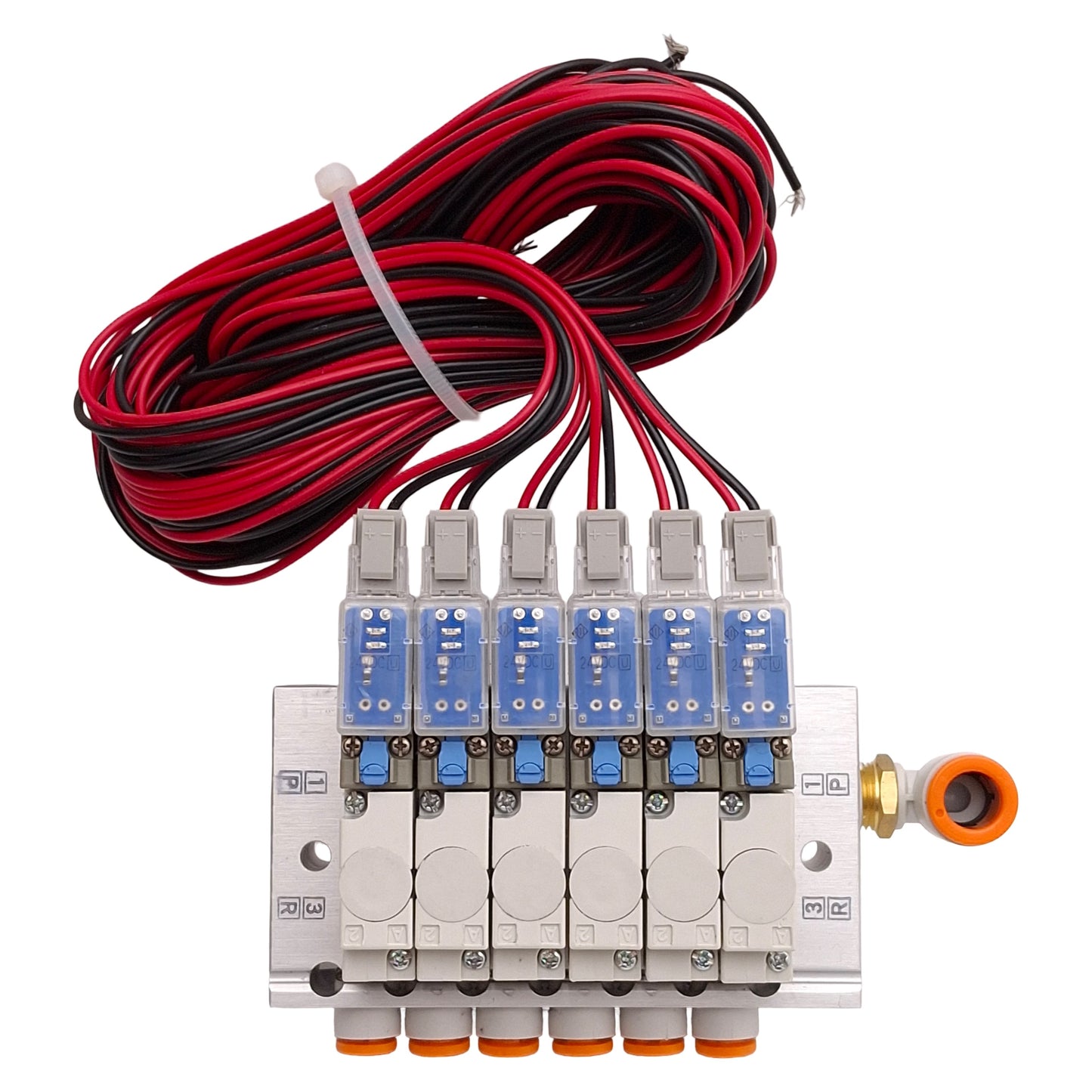 New – Open box SMC VQZ01-GCN014A Solenoid Valve Manifold, 6-Station, 0.7MPa, Rc1/8, 24VDC Coils