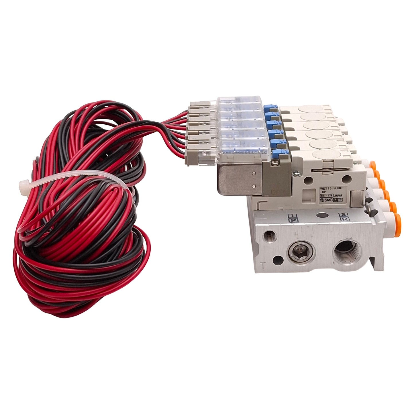 New – Open box SMC VQZ01-GCN014A Solenoid Valve Manifold, 6-Station, 0.7MPa, Rc1/8, 24VDC Coils
