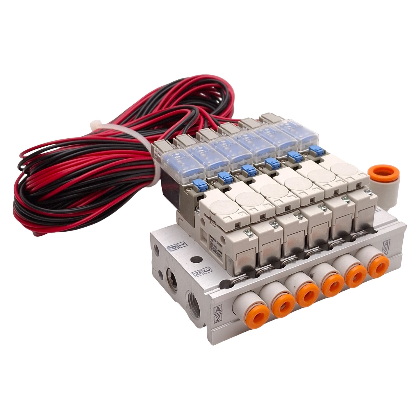 New – Open box SMC VQZ01-GCN014A Solenoid Valve Manifold, 6-Station, 0.7MPa, Rc1/8, 24VDC Coils