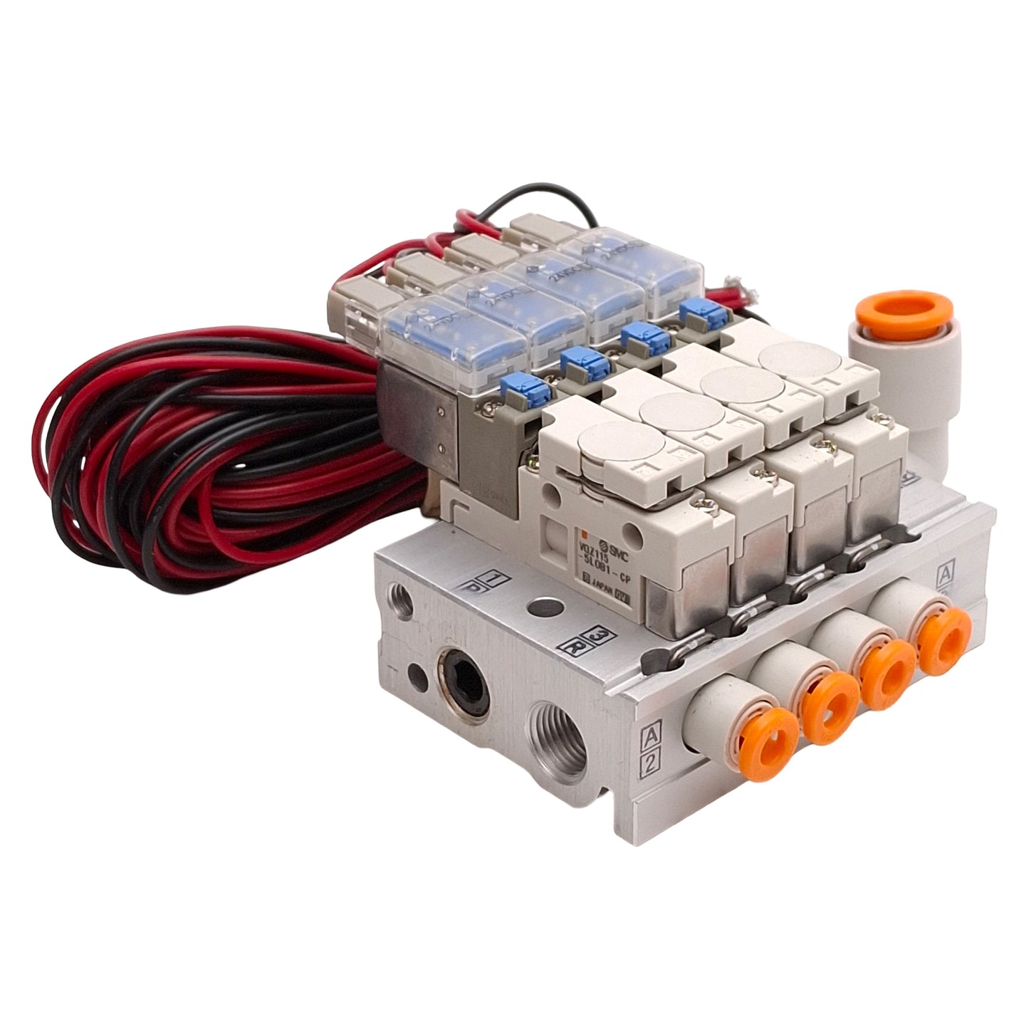 New – Open box SMC VQZ01-GCN003 Solenoid Valve Manifold, 4-Station, 0.7MPa, Rc1/8, 24VDC Coils