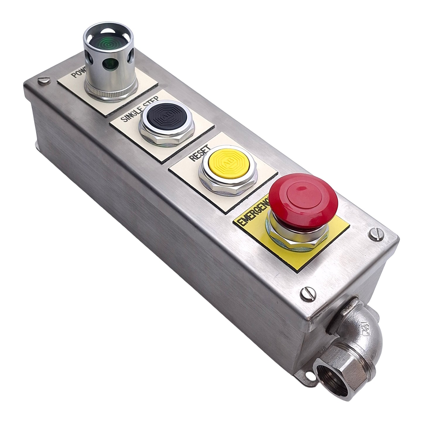 New – Open box Allen Bradley 800H/T Emergency Stop Control Station, 1NCLB / 1NO / 1NO / 1NO1NC