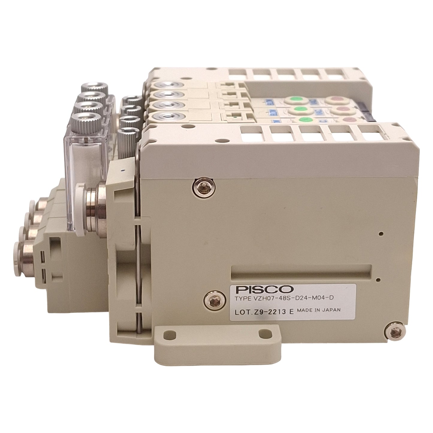 New – Open box Pisco VZH07-48S-D24-M04-D Vacuum Generator Manifold, 4-Station, 24VDC Coils
