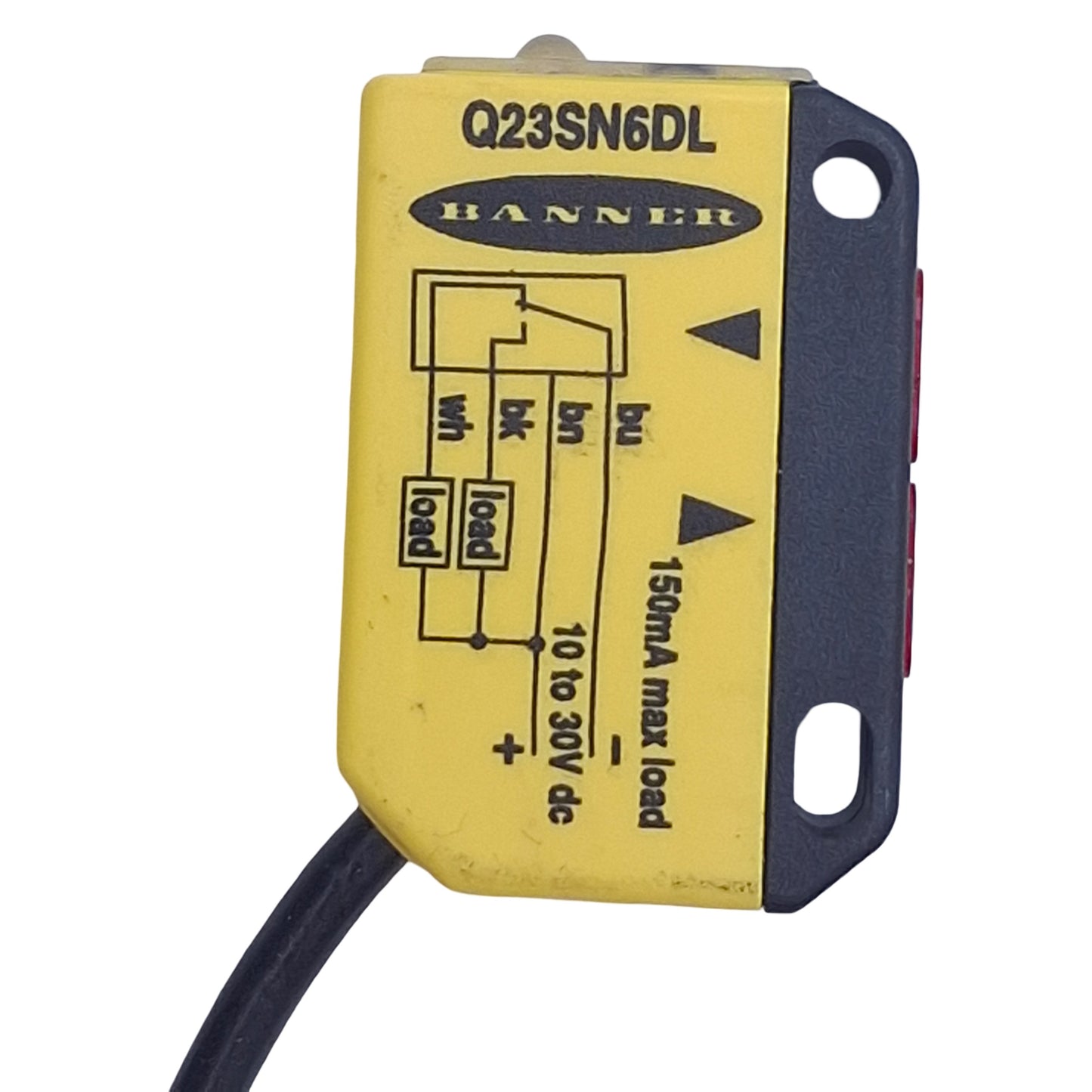 Used Banner Q23SN6DL Photoelectric Sensor NPN, 10-30VDC, 30-300mm Range, 2m Cable