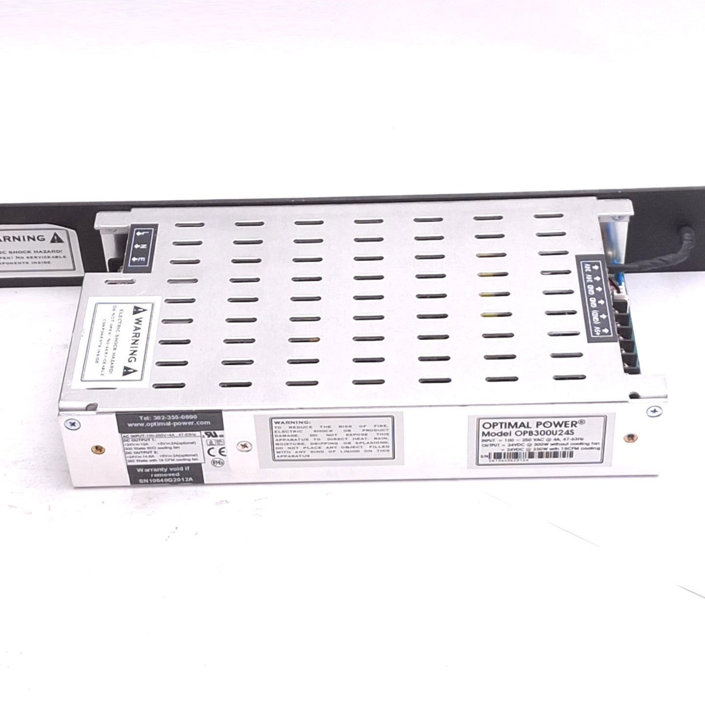 Used Optimal Power OPB300U24S Power Supply, 100-250VAC In, 24VDC Out, 350W, 1U Rack
