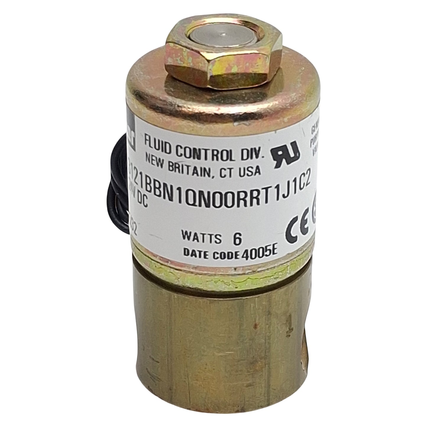 Used Parker 3121BBN1QN00RRT1J1C2 Solenoid Valve, 2-Way 1/8in NPT, 50psi, 24VDC Coil