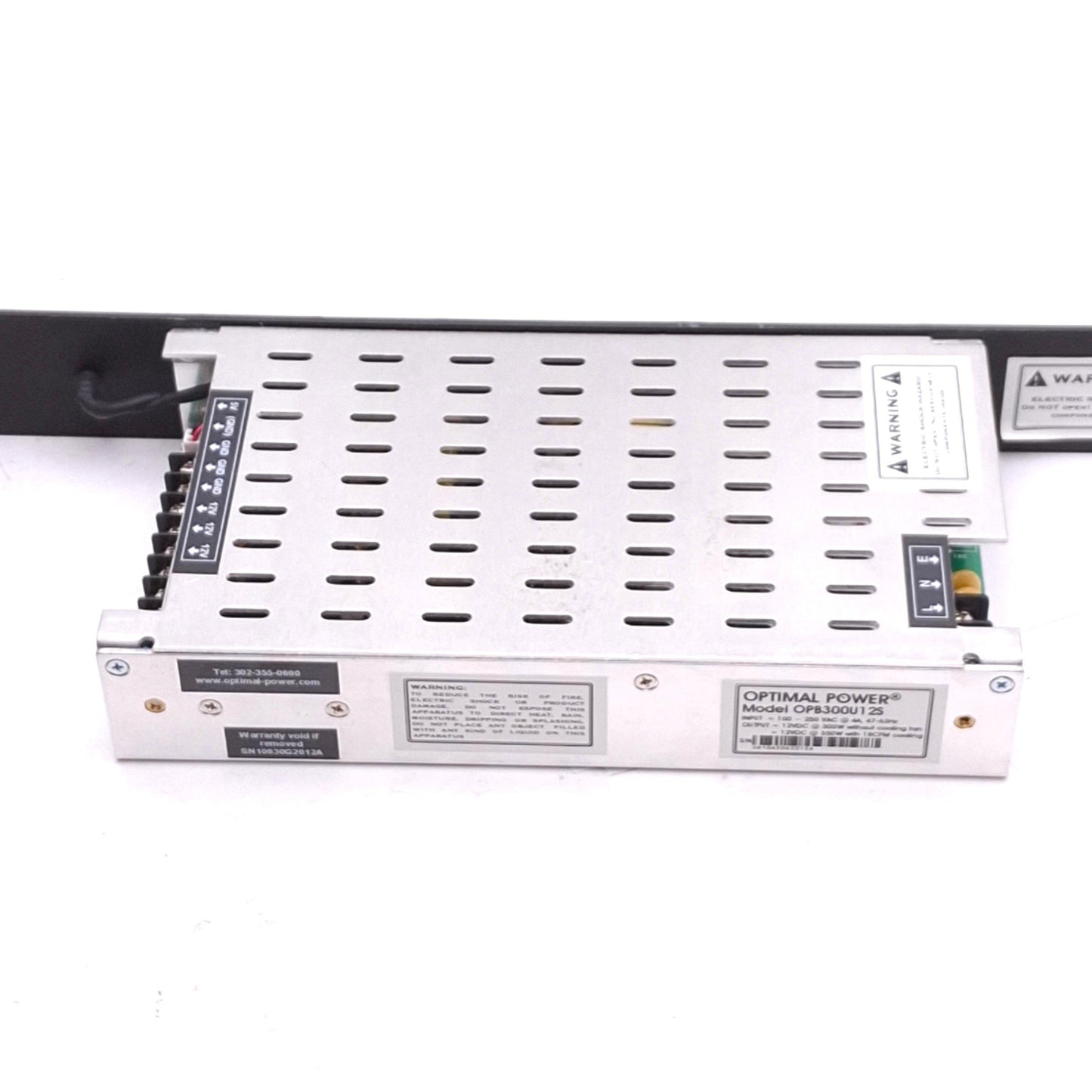 Used Optimal Power OPB300U12S Power Supply, 100-250VAC In, 12VDC Out, 350W, 1U Rack
