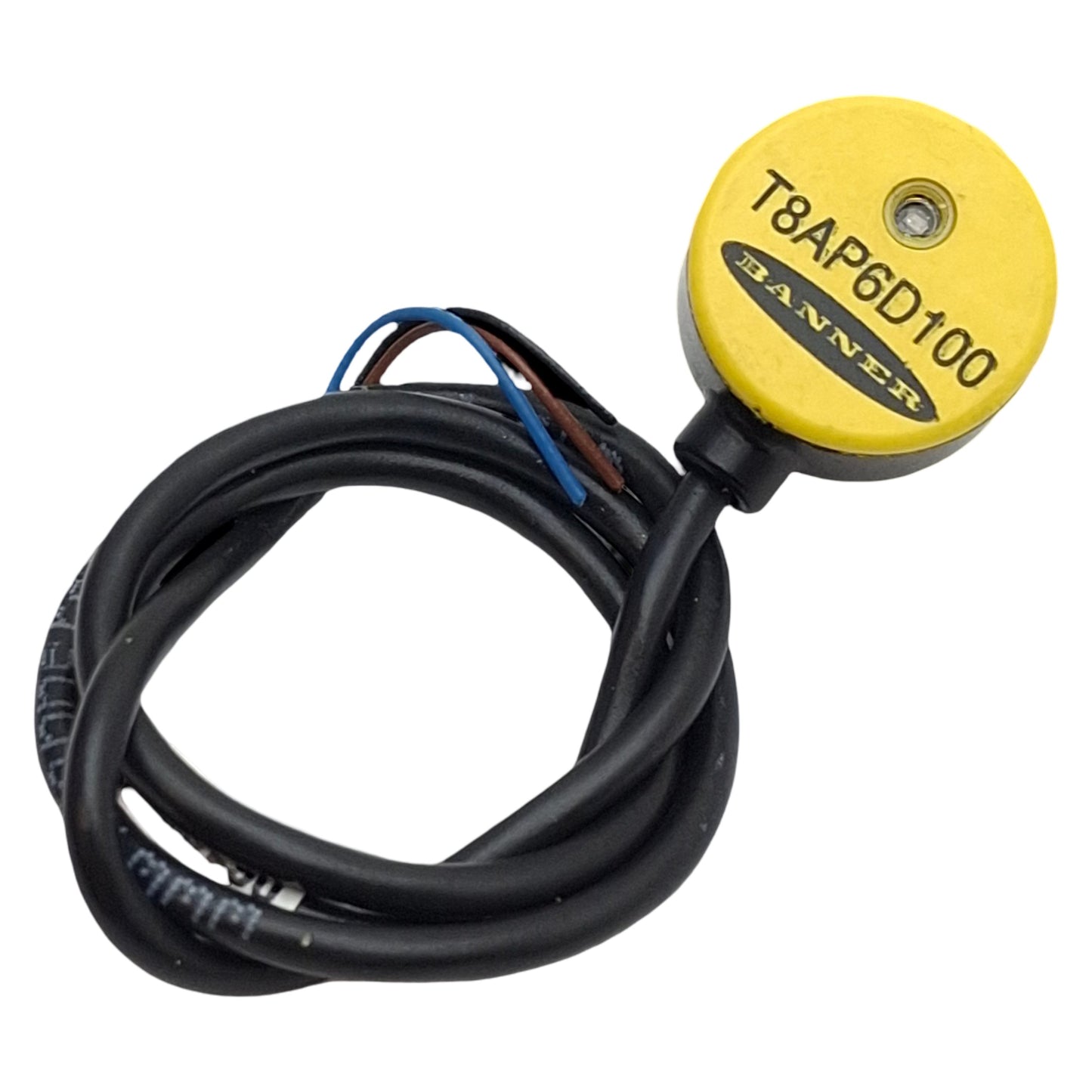 Used Banner T8AP6D100 Photoelectric Sensor, PNP, 100mm Range, 10-30VDC, M8, 0.3m