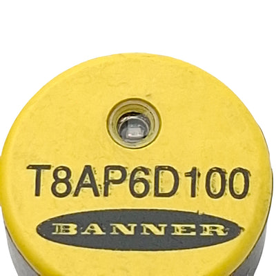 Used Banner T8AP6D100 Photoelectric Sensor, PNP, 100mm Range, 10-30VDC, M8, 0.3m