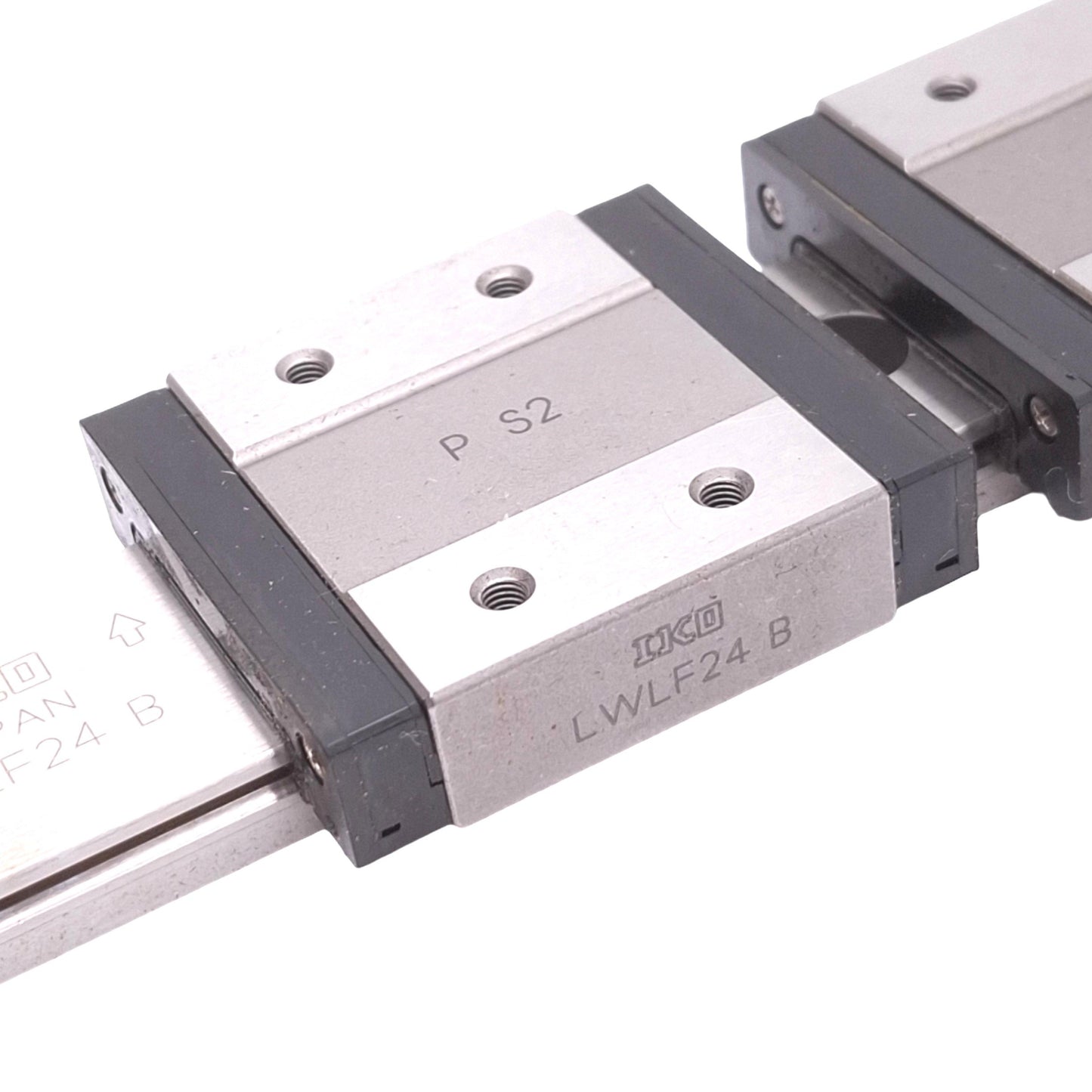 Used IKO LWLF24B (4x) Linear Motion Guide Blocks w/ 24x320mm Rail, 6.2kN Max Load