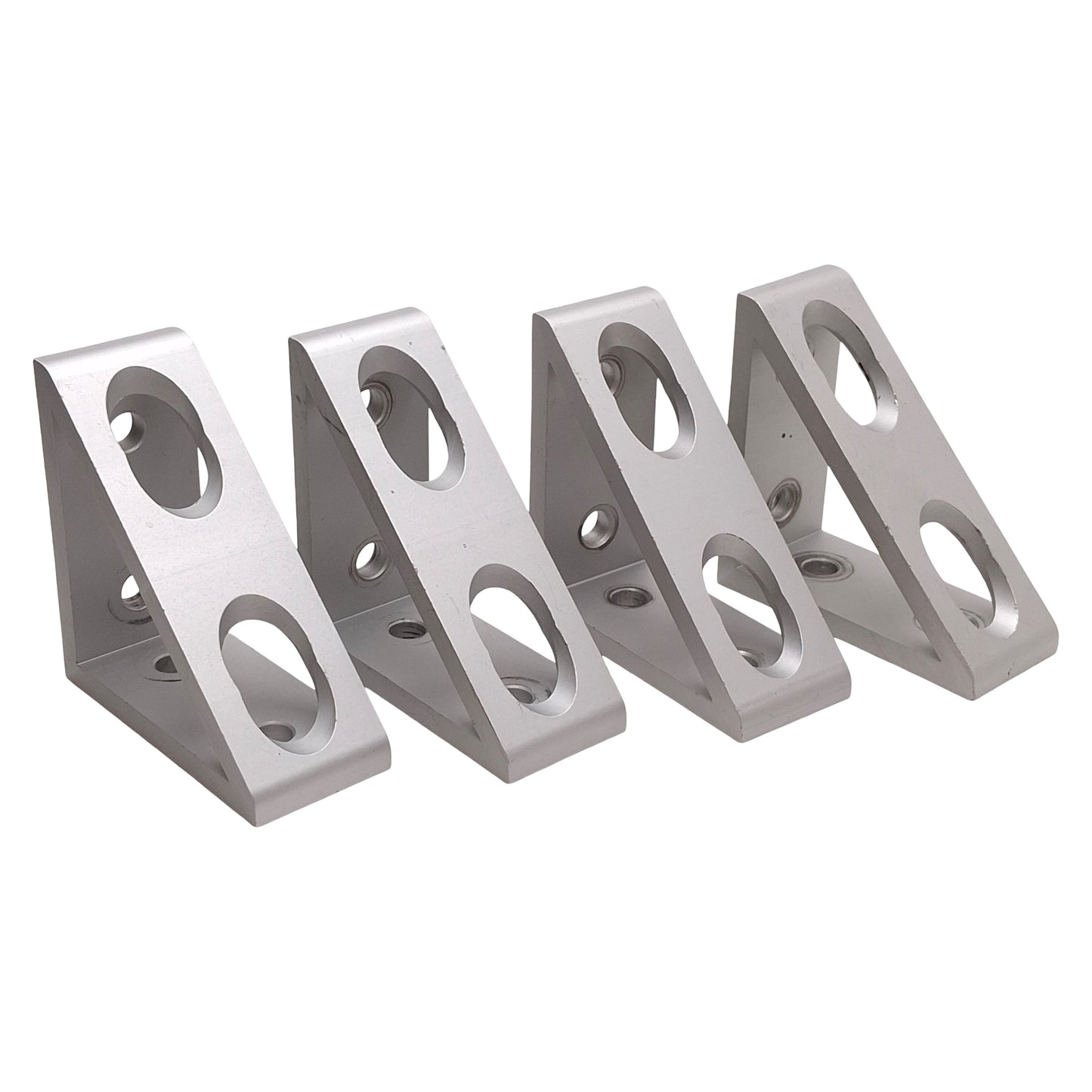 Used Lot of 4 80/20 4336 Tall Gusseted Inside Corner Bracket, 15-Series, 4-Hole