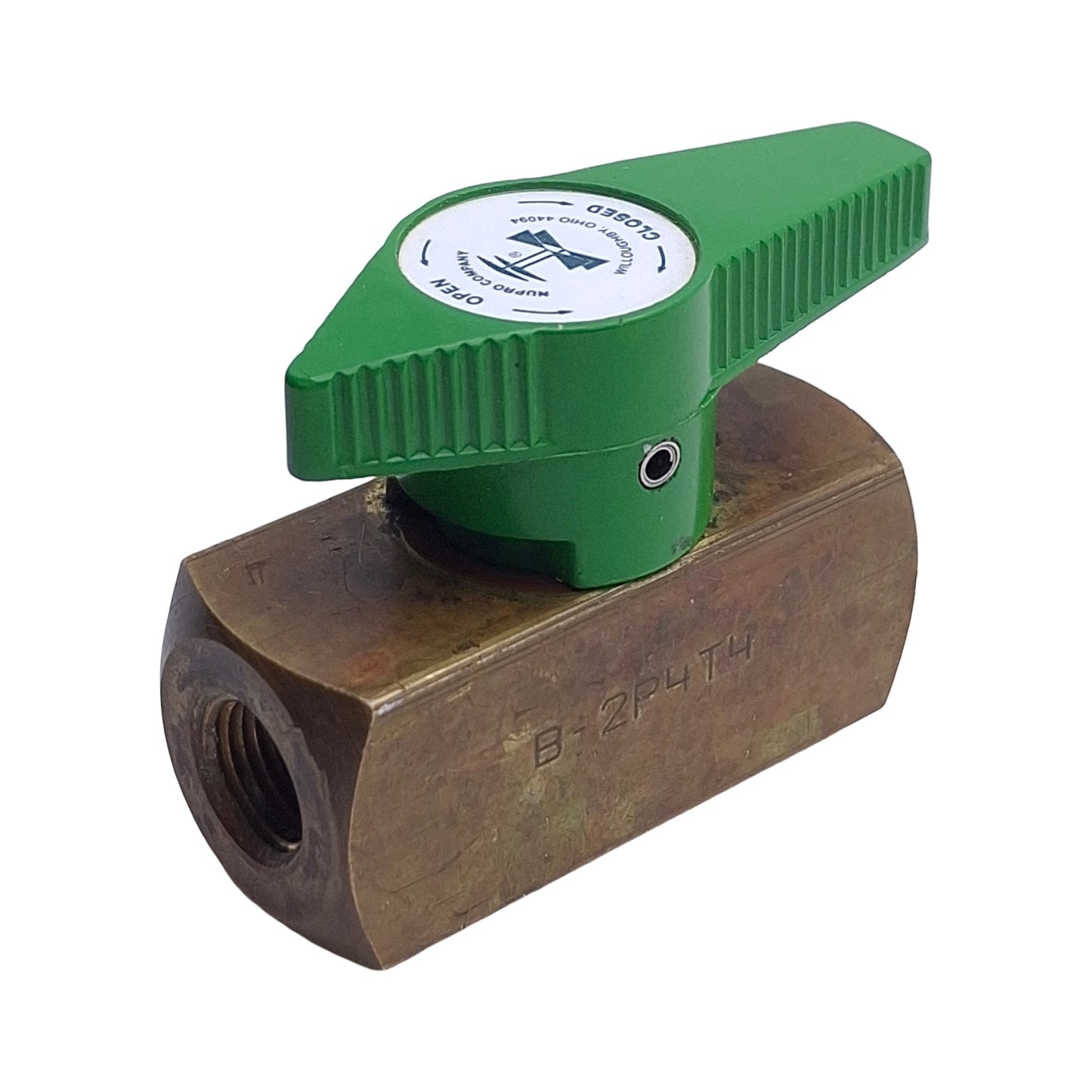 Used Nupro B-2P4T4 Straight Brass Ball Valve, 1/8" Female NPT, Quarter Turn