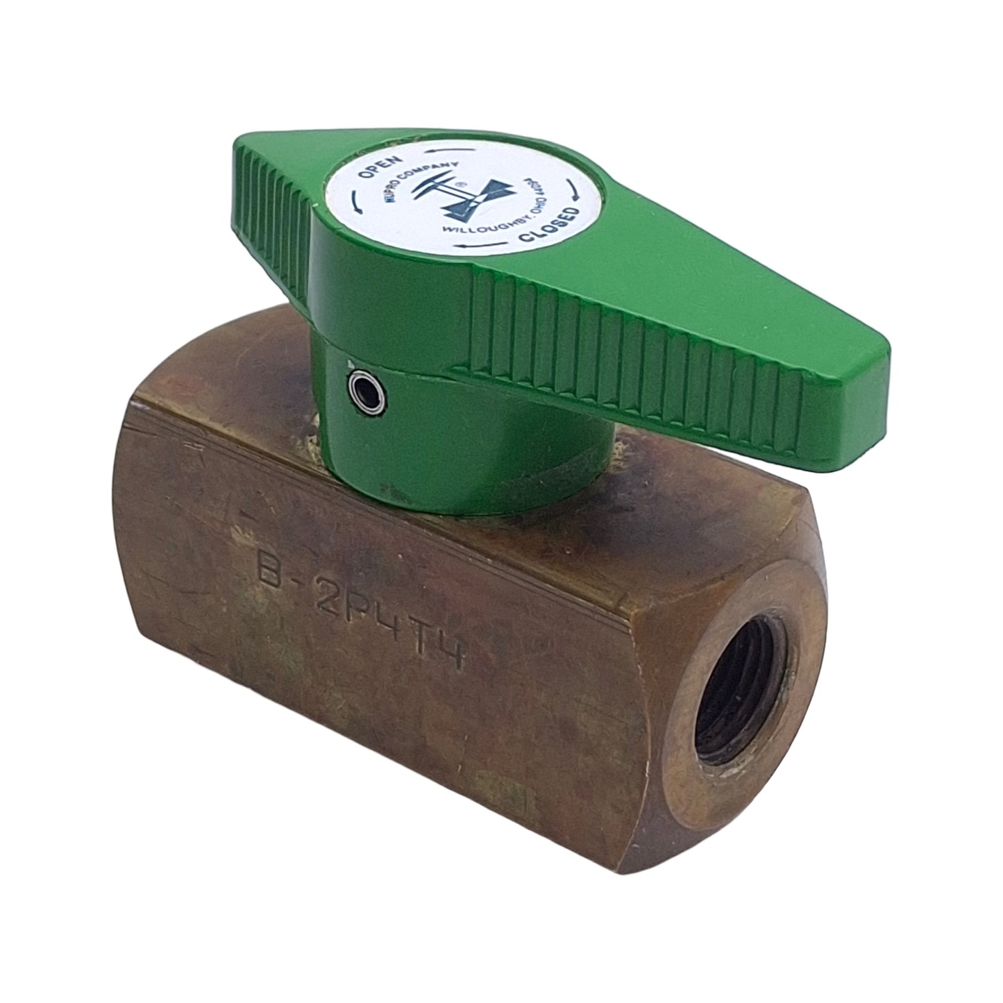 Used Nupro B-2P4T4 Straight Brass Ball Valve, 1/8" Female NPT, Quarter Turn
