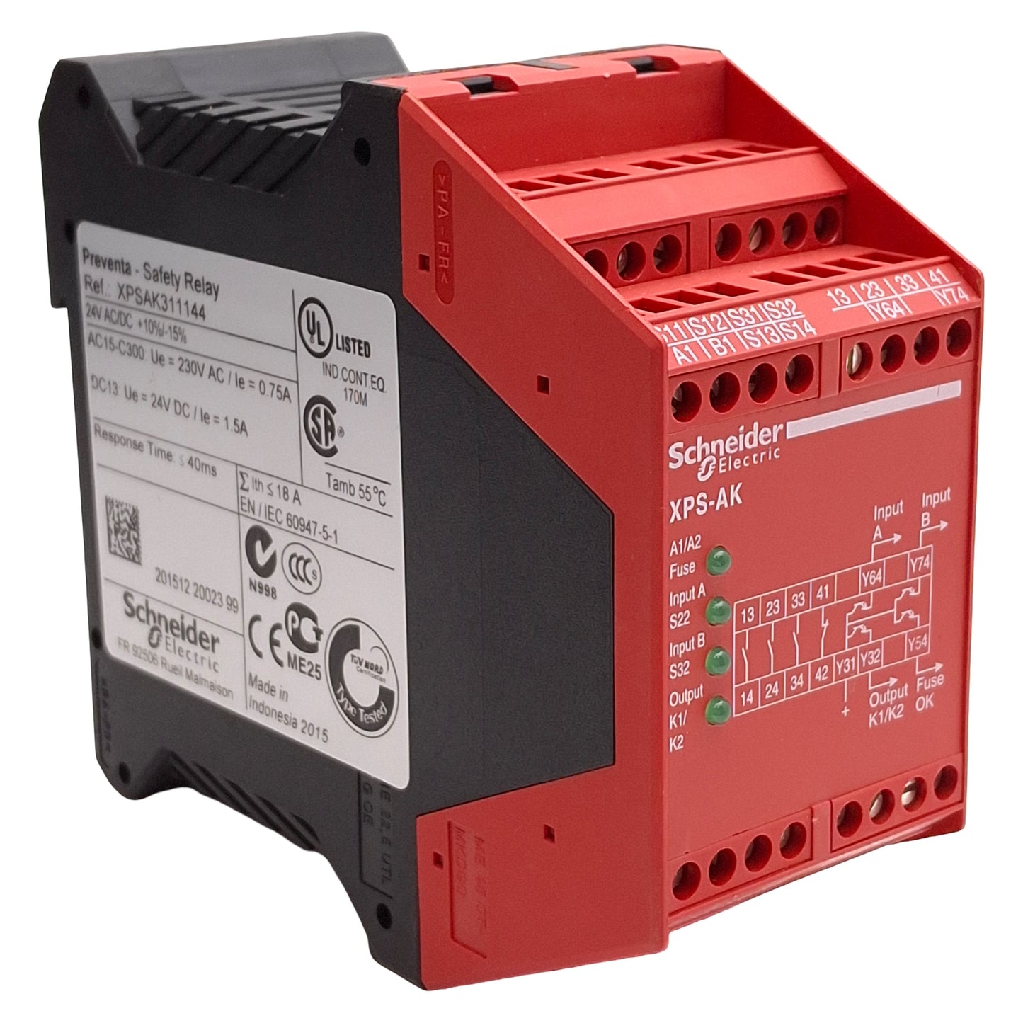 New – Open box Schneider XPSAK311144 PREVENTA XPS-AK E-Stop Safety Relay Module, 24VAC/DC