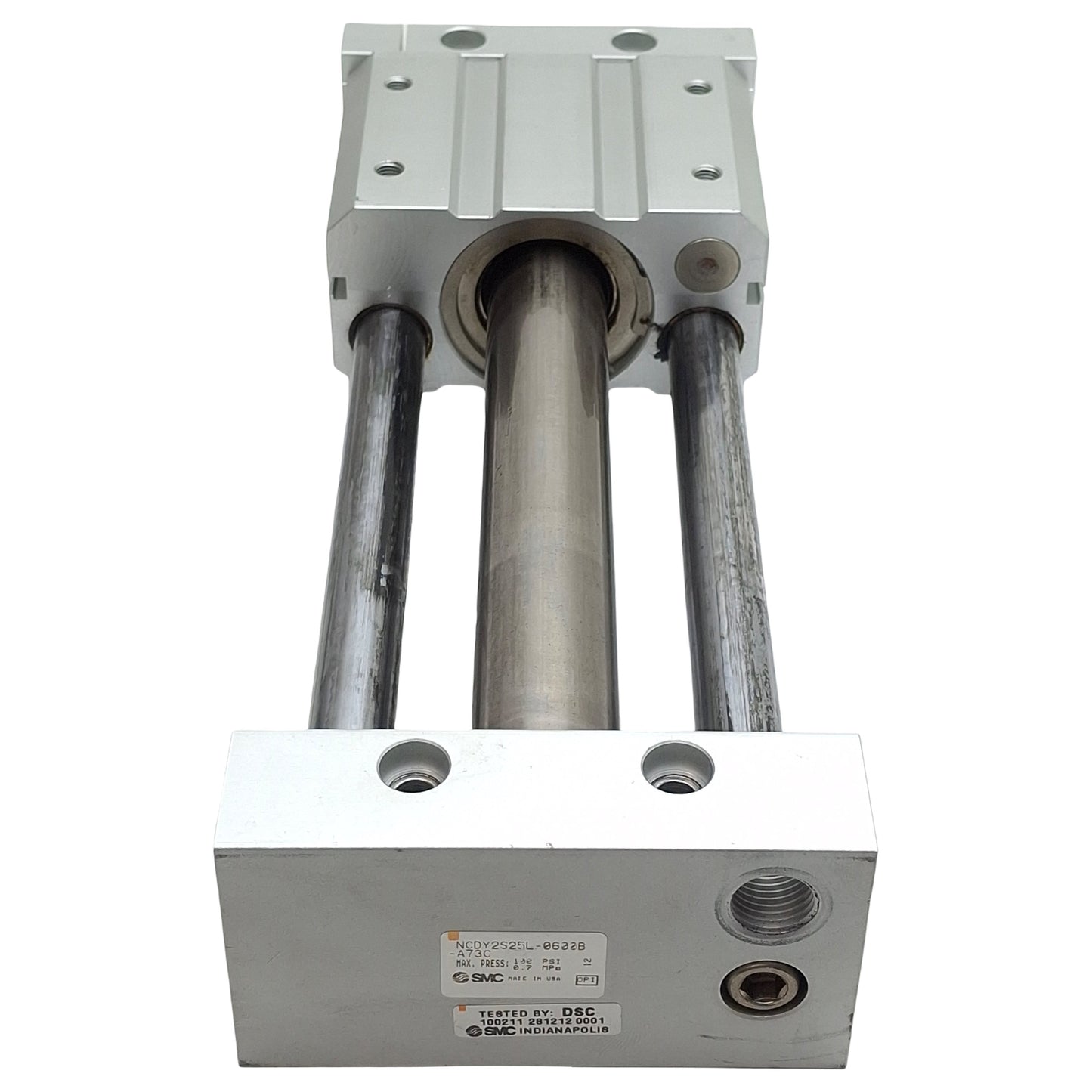 Used SMC NCDY2S25L-0600B Magnetically Coupled Rodless Cylinder, ø1in Bore, 6in Stroke
