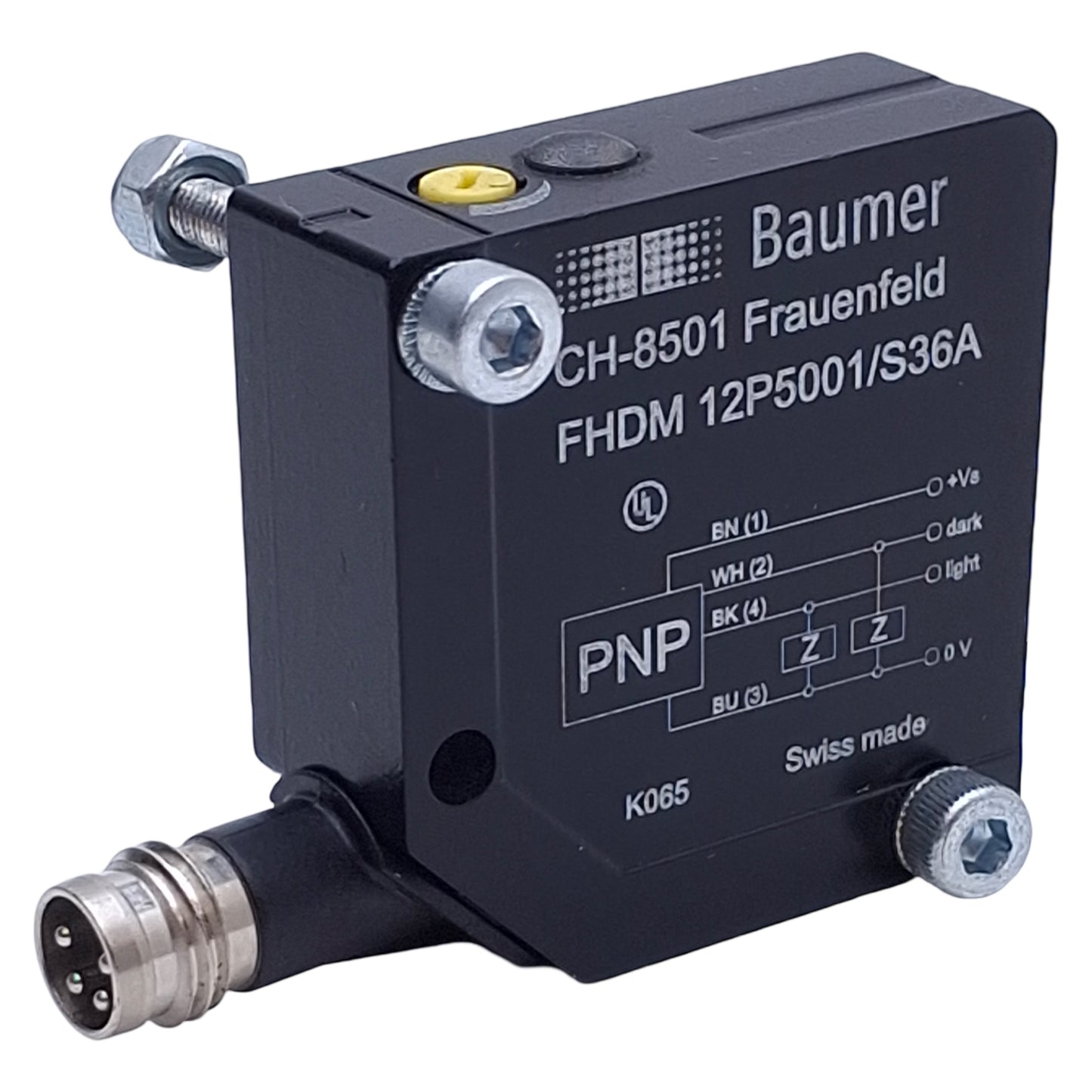 New – Open box Baumer FHDM 12P5001/S35A Photoelectric Sensor PNP, 15-300mm, 10-30VDC, M8 4-Pin