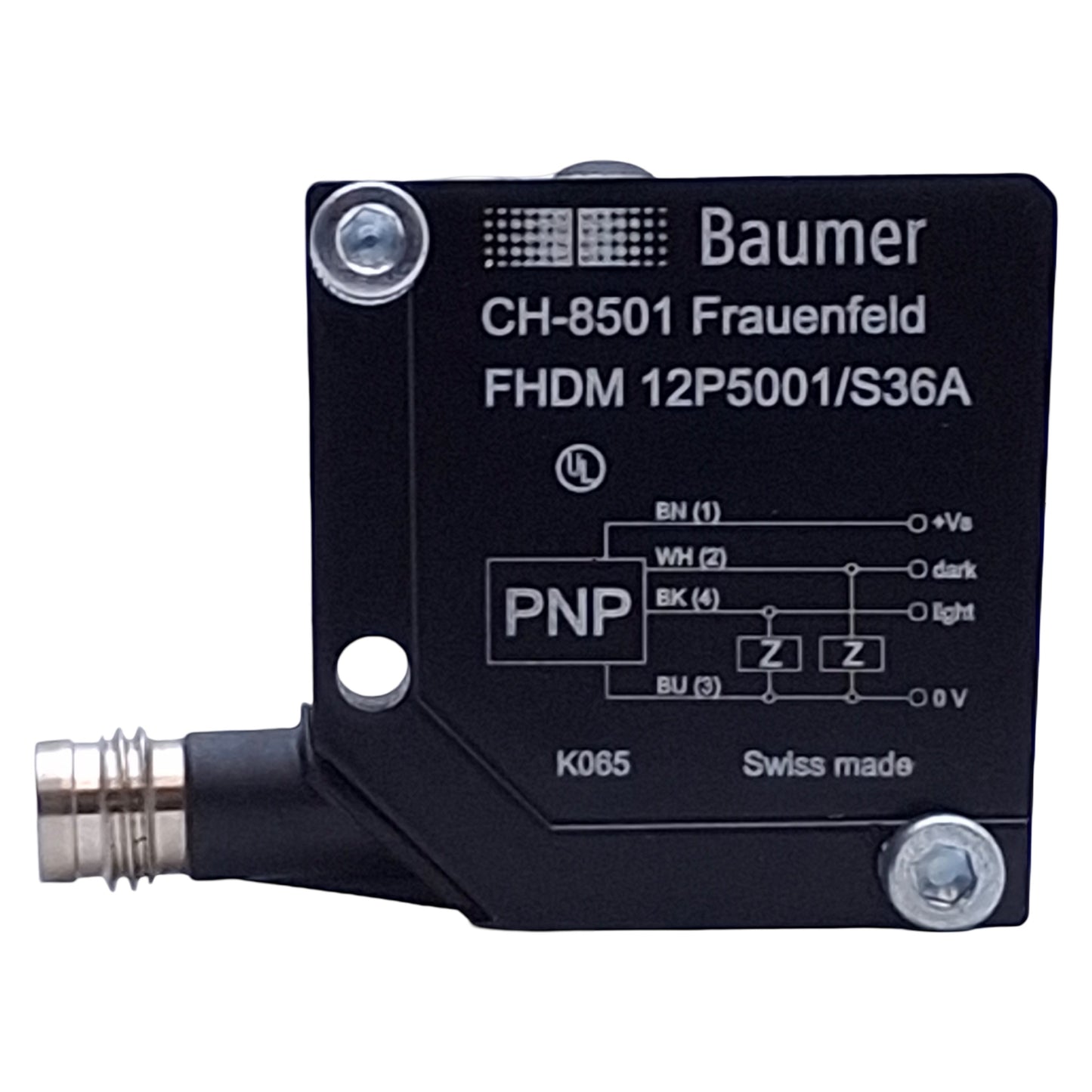 New – Open box Baumer FHDM 12P5001/S35A Photoelectric Sensor PNP, 15-300mm, 10-30VDC, M8 4-Pin