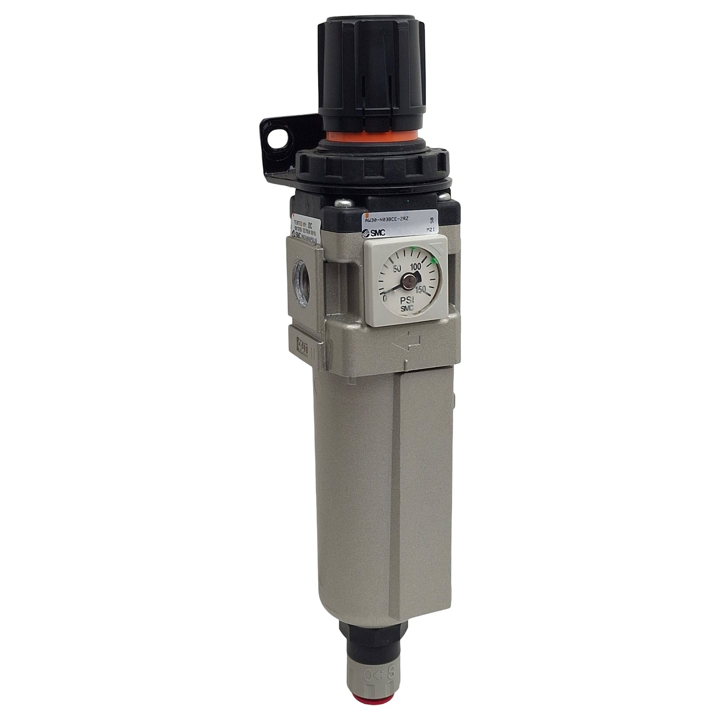 Used SMC AW30-N03BCE-2RZ Pneumatic Filter Regulator, 3/8in NPT, 150psi Max, 5µm