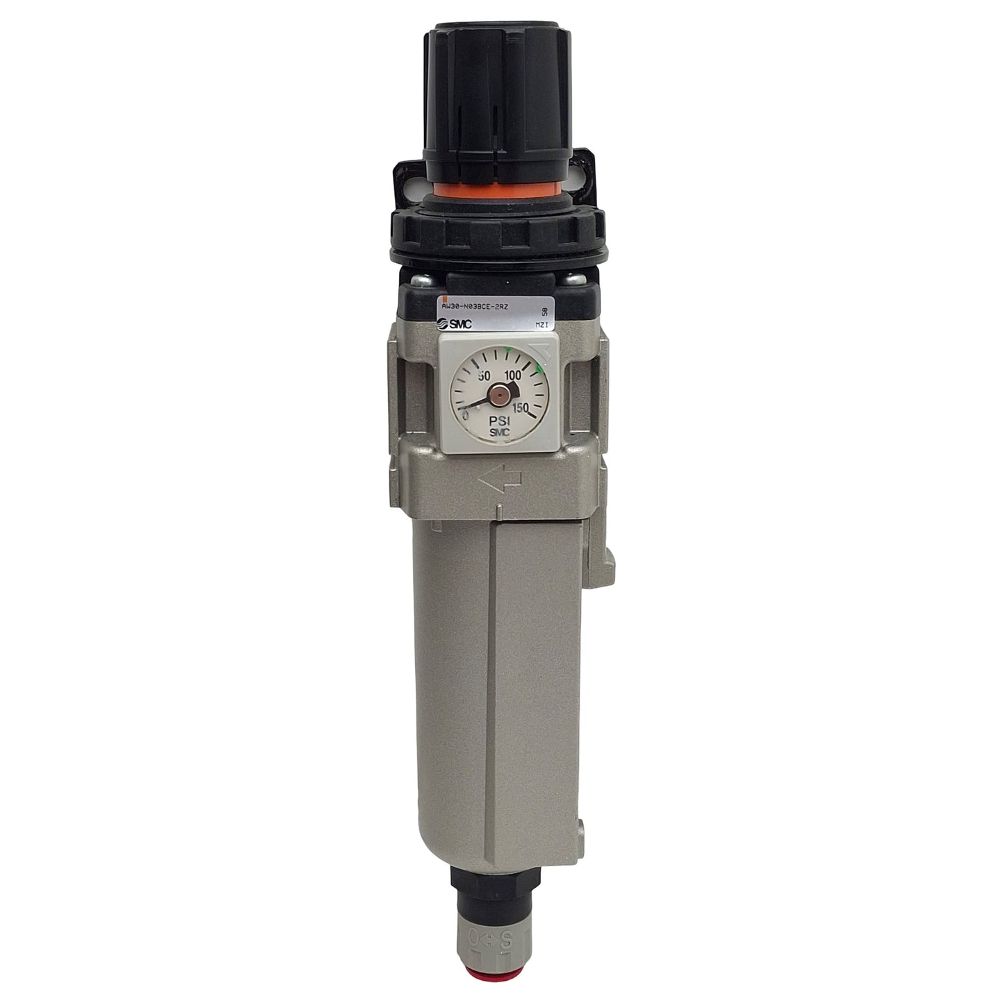 Used SMC AW30-N03BCE-2RZ Pneumatic Filter Regulator, 3/8in NPT, 150psi Max, 5µm