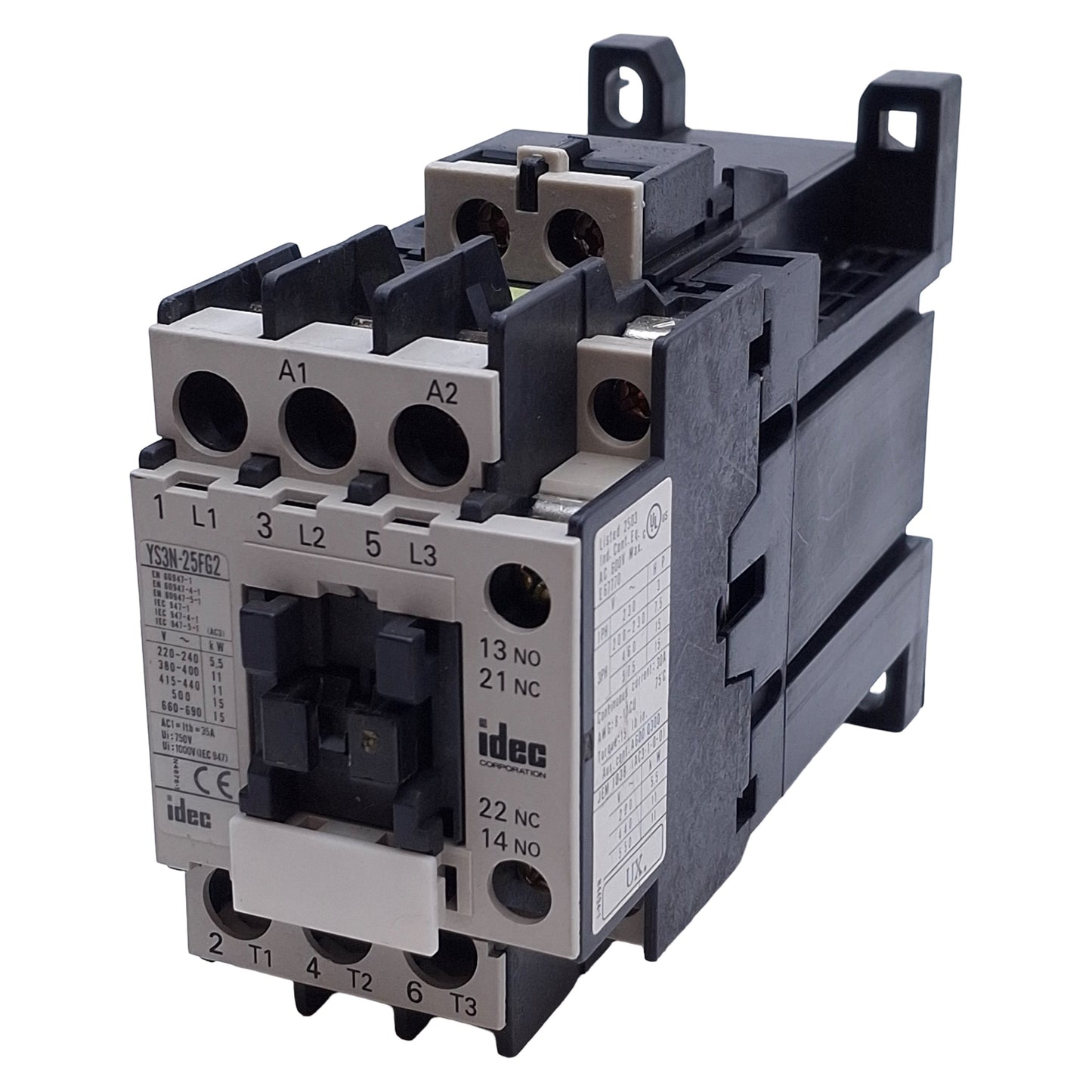 Used IDEC YS3N-25FG2/11D024 IEC Contactor 1NO+1NC, 3-Phase 600VAC 30A, 24VDC Coil