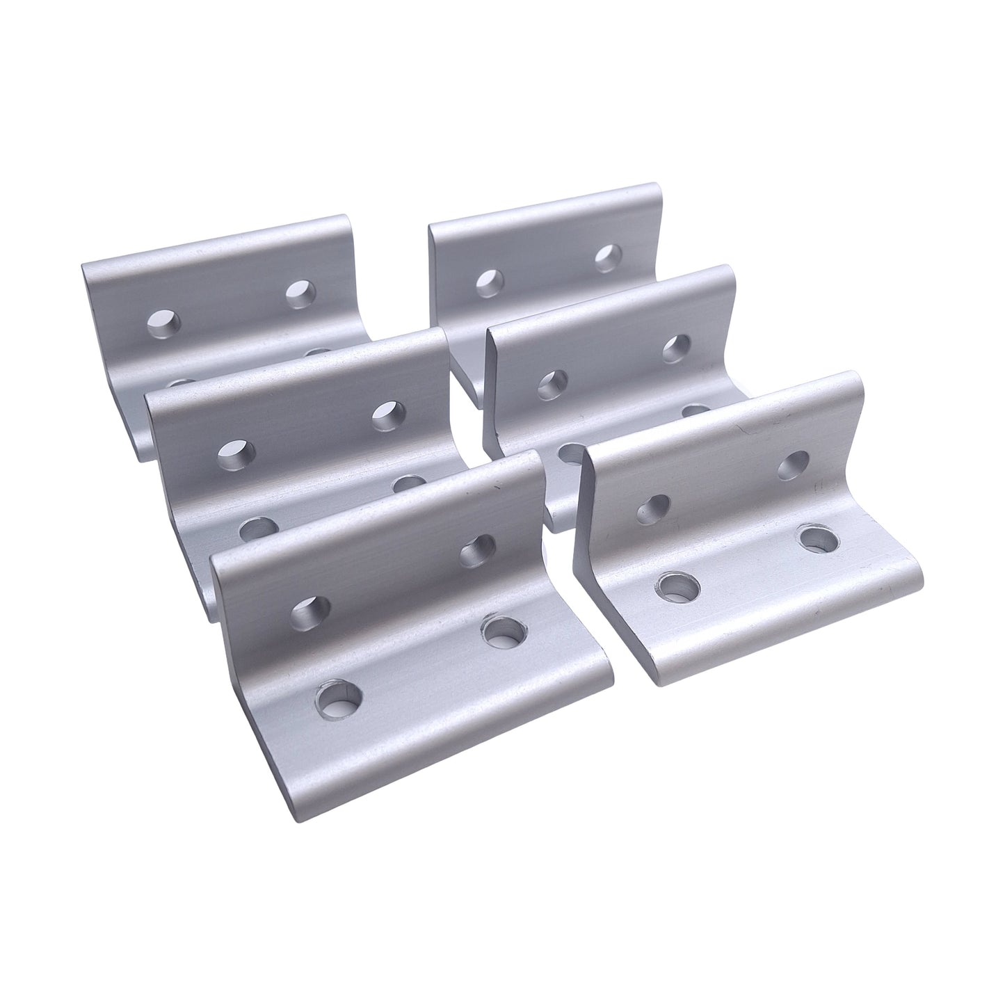 Used Lot of 6 80/20 4303 Aluminum Extrusion Inside 90 Degree Corner Brackets, 4-Hole