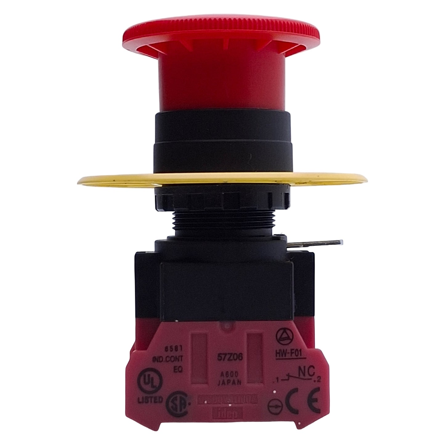 Used Idec HW1B-V4F02-R E-Stop Pushbutton, Pushlock Turn Reset, 2NC, ø40mm, 10A 600V