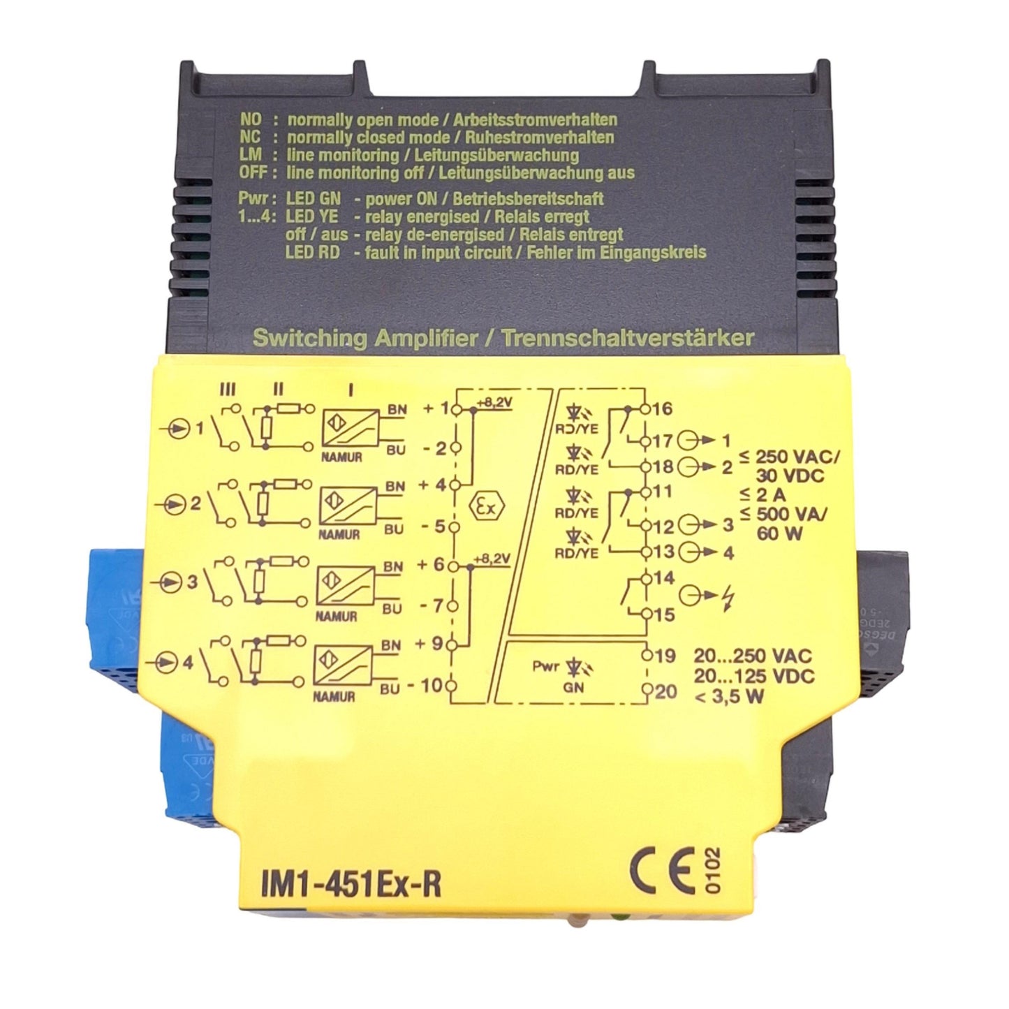 Used Turck IM1-451Ex-R Isolating Switching Amplifier for NAMUR Sensors, 4-Channel