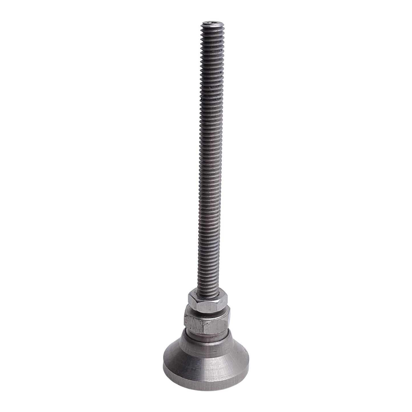 Used Lot of 4 Stainless Steel Machine Leveling Feet, ø1-1/4in x 5in H, 5/16-18 Thread