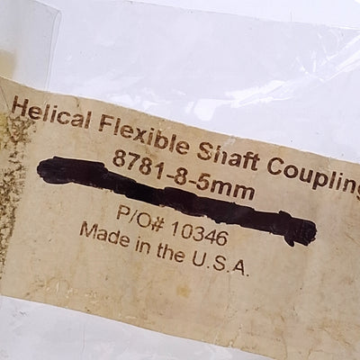 New Helical 8781-8-5mm Flexible Steel Coupling, M5 Thread to 8mm Bore, 5/8in OD