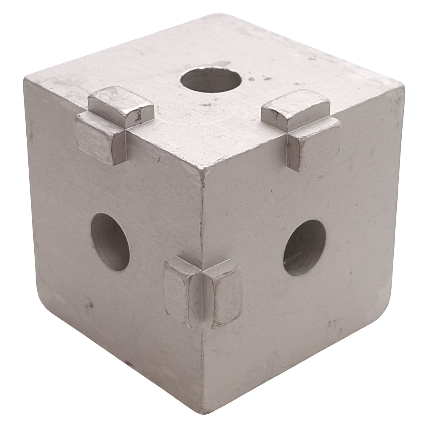 Used Lot of 4 80/20 4442 Aluminum 3-Way Squared Corner Connector, 15-Series, 1.5in³