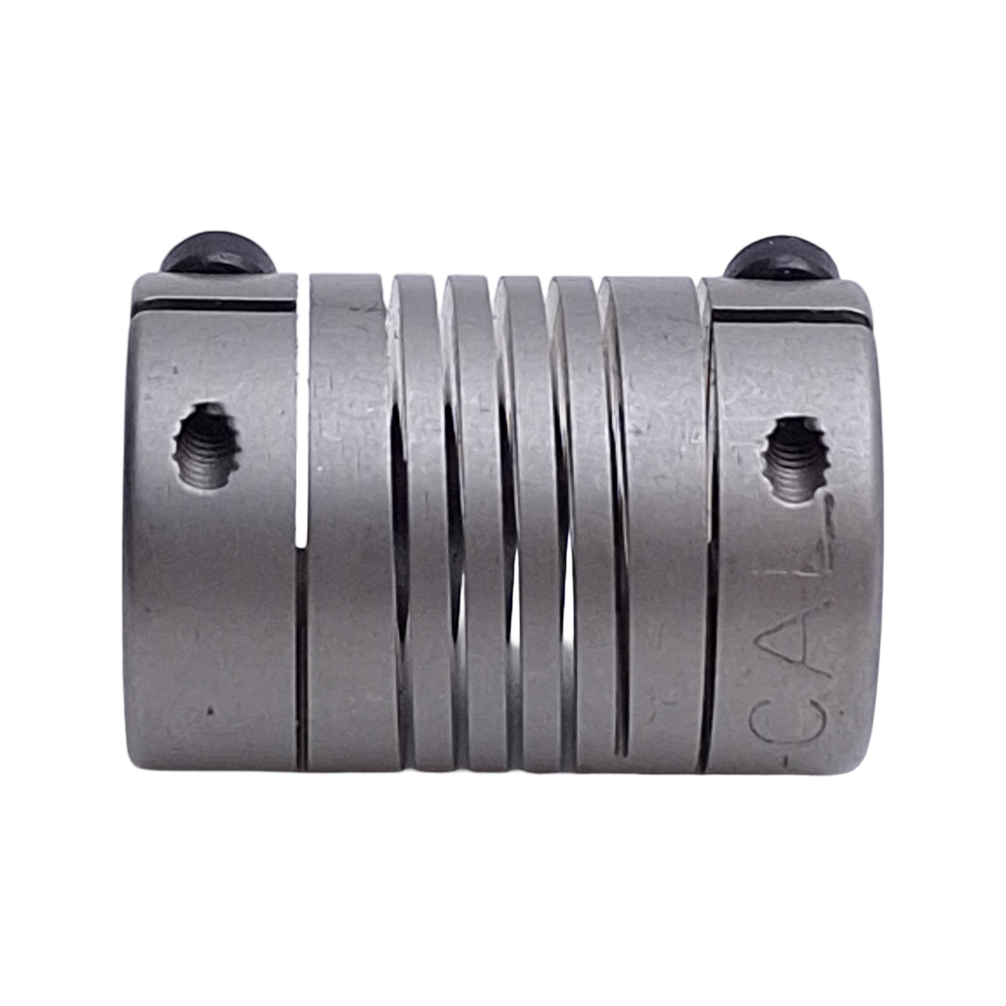 Used Helical 8781-1/4-5mm Flexible Steel Coupling M5 Thread to 1/4in Bore, 5/8in OD