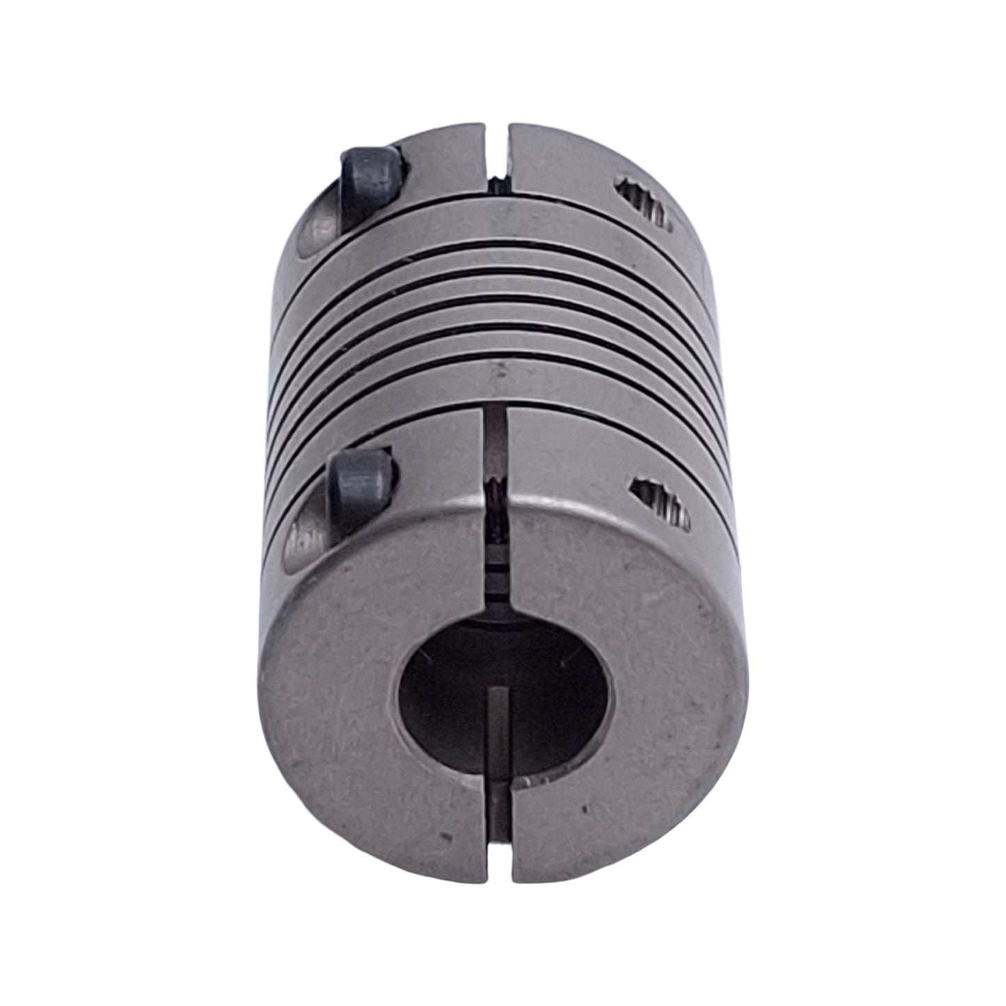 Used Helical 8781-1/4-5mm Flexible Steel Coupling M5 Thread to 1/4in Bore, 5/8in OD