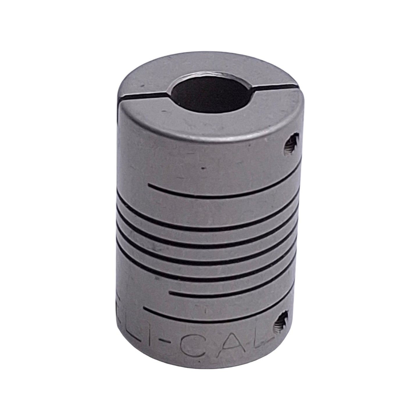 Used Helical 8781-1/4-5mm Flexible Steel Coupling M5 Thread to 1/4in Bore, 5/8in OD