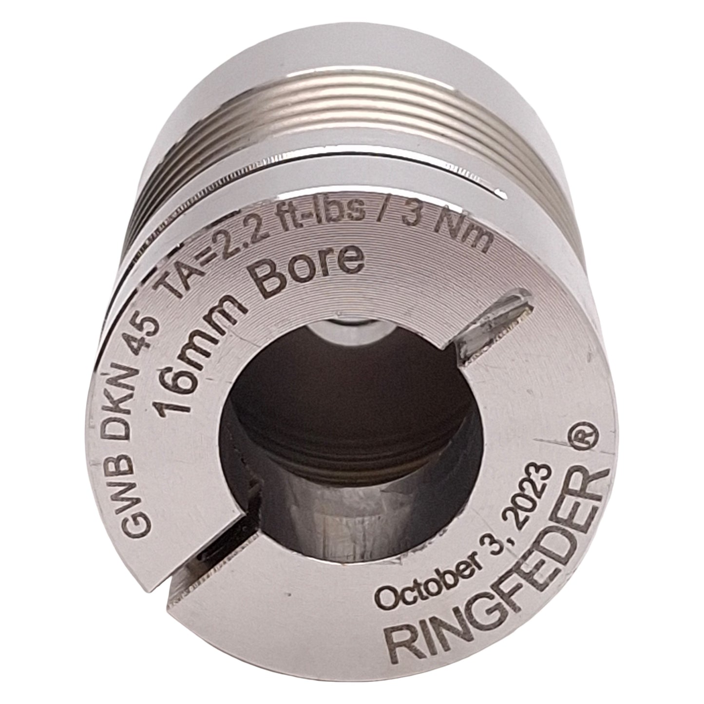 Used Gerwah GWB DKN 45 RINGFEDER Metal Bellows Coupling, ø8mm & ø16mm Bores, ø33mm OD