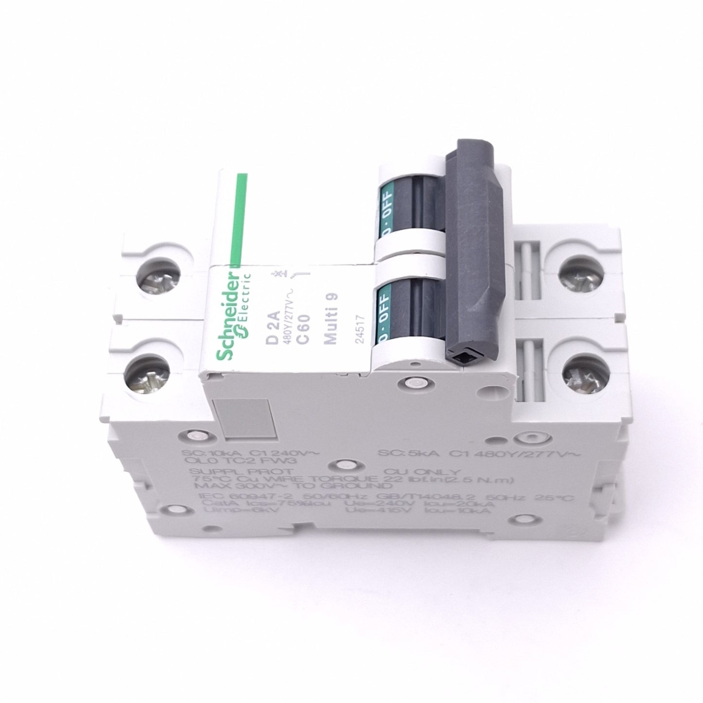 New Schneider Electric 24517 Multi 9 Circuit Breaker, 2-Pole 2A, 480Y/277VAC Max