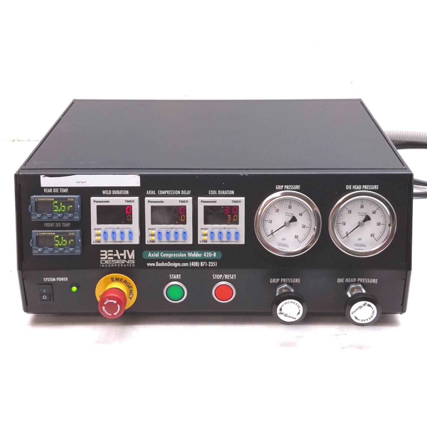 Used Beahm 420-B Axial Compression Thermal Bonder, 29Fr Max, 120VAC, 100-125psi