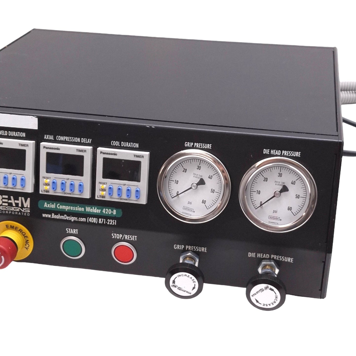 Used Beahm 420-B Axial Compression Thermal Bonder, 29Fr Max, 120VAC, 100-125psi