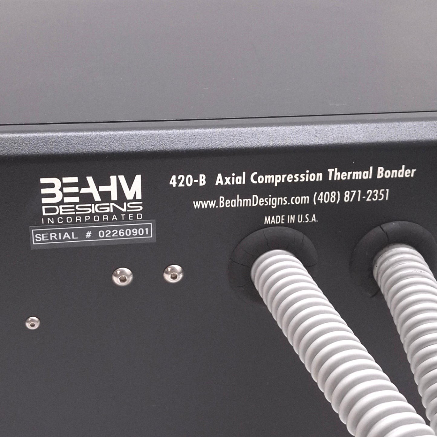 Used Beahm 420-B Axial Compression Thermal Bonder, 29Fr Max, 120VAC, 100-125psi