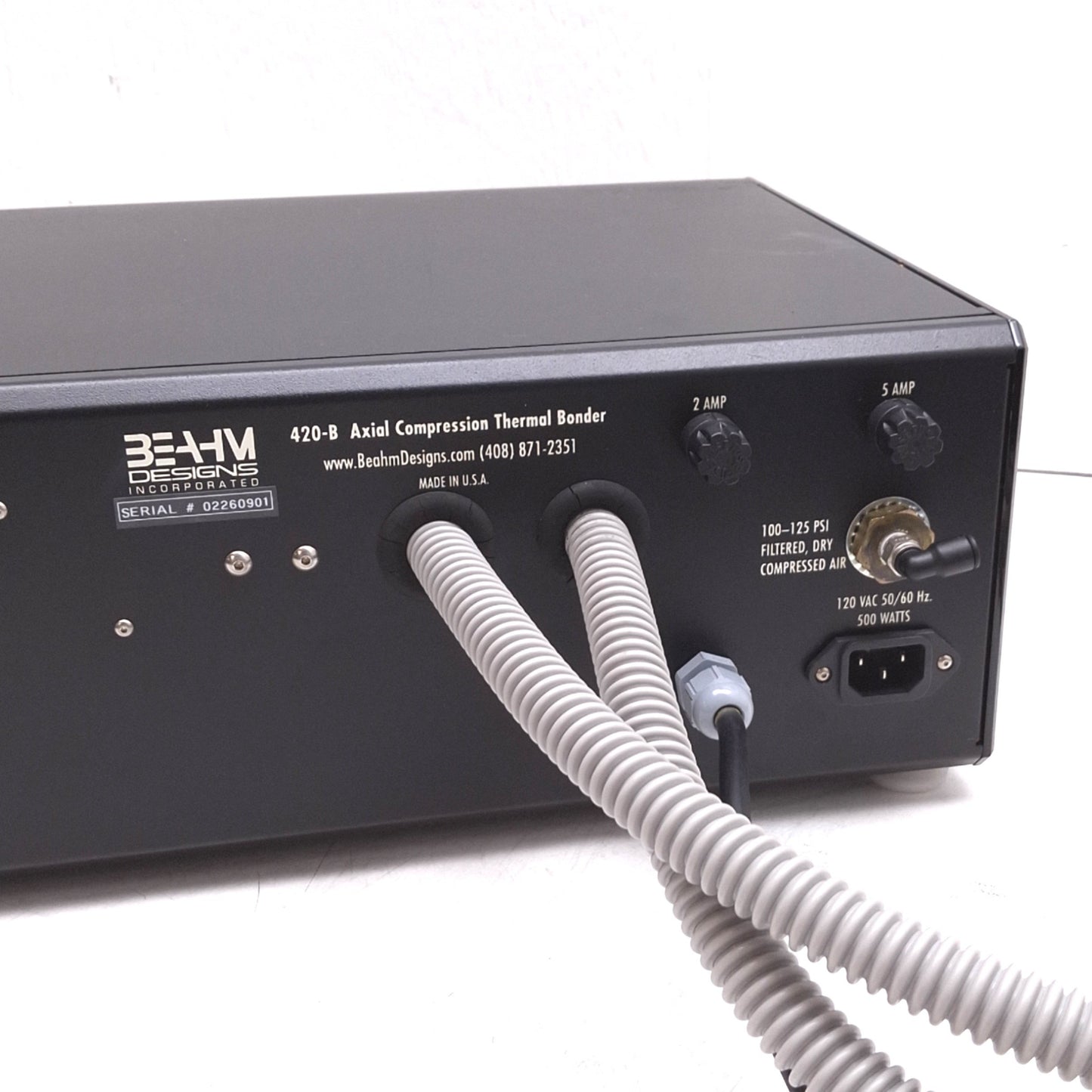 Used Beahm 420-B Axial Compression Thermal Bonder, 29Fr Max, 120VAC, 100-125psi