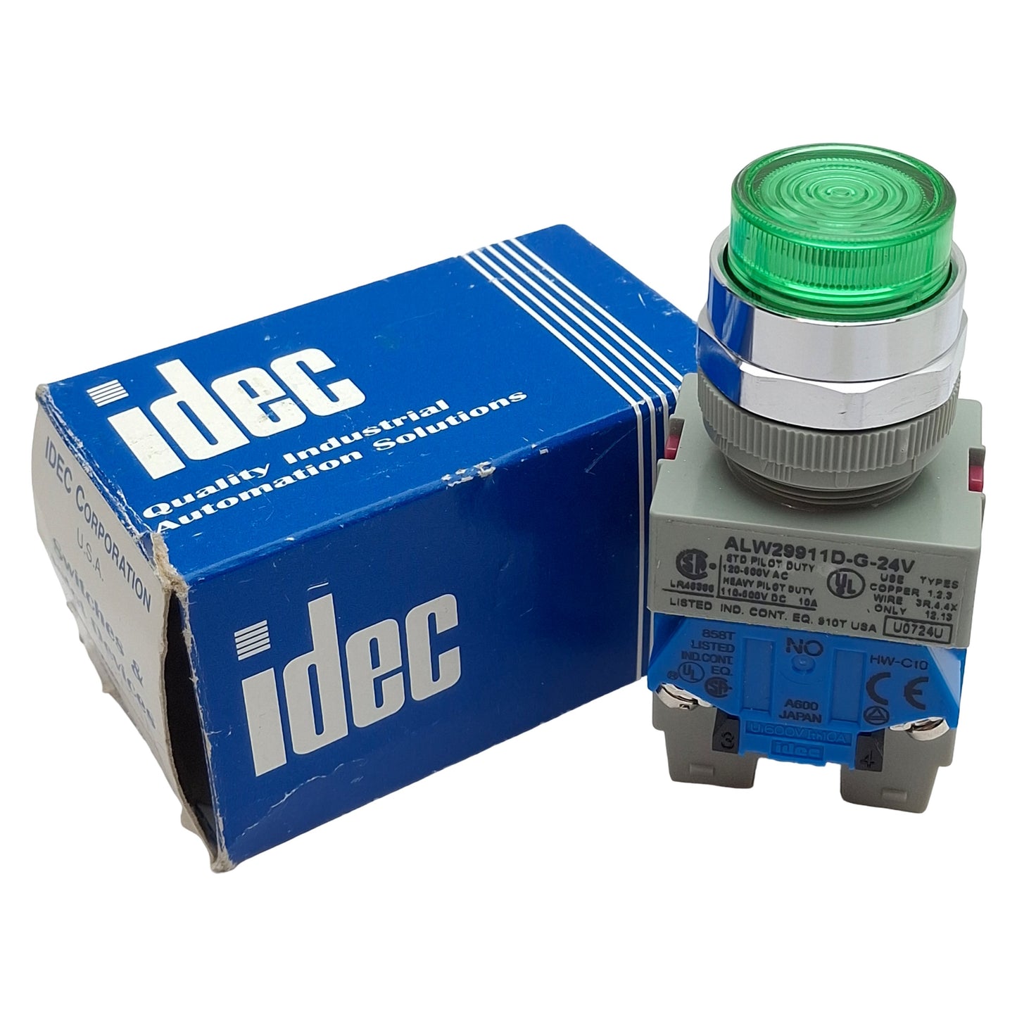 New Idec ALW29911D-G-24V Illuminated Pushbutton, Green, 1NO/1NC, 24VAC/DC, ø22mm