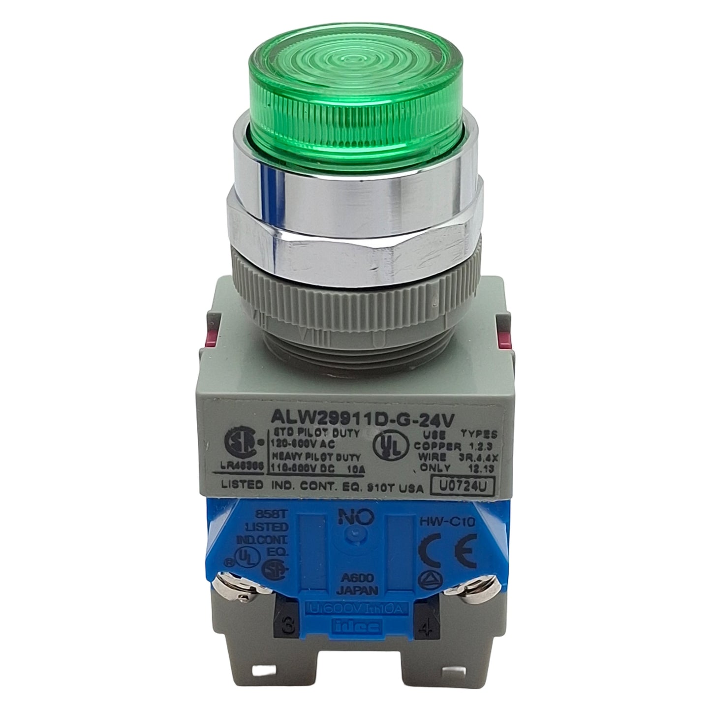 New Idec ALW29911D-G-24V Illuminated Pushbutton, Green, 1NO/1NC, 24VAC/DC, ø22mm