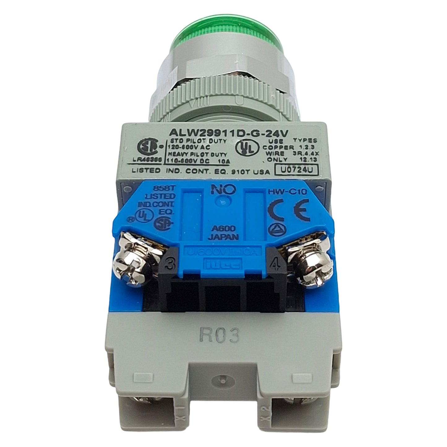 New Idec ALW29911D-G-24V Illuminated Pushbutton, Green, 1NO/1NC, 24VAC/DC, ø22mm