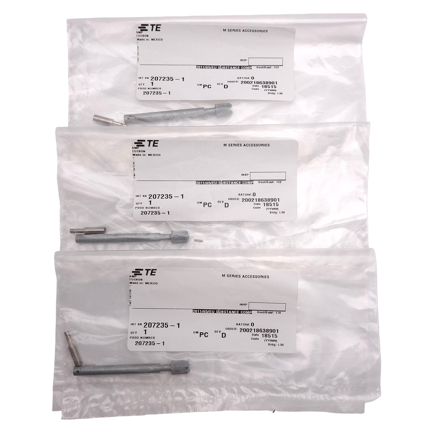 New Lot of 3 TE 207235-1 M-Series Jackscrew 75 & 104 Place Shields, Female Screwlock